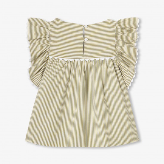Girls' striped poplin top