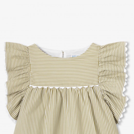 Girls' striped poplin top