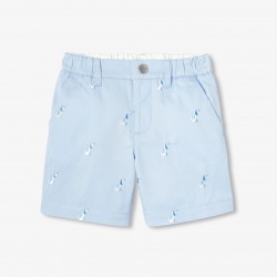 Baby boy twill shorts with small dog embroidery