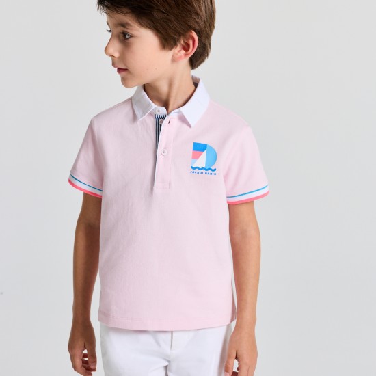 Boys' cotton piqué polo shirt