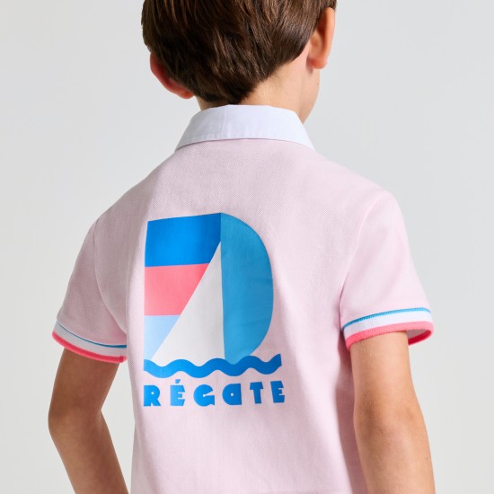 Boys' cotton piqué polo shirt