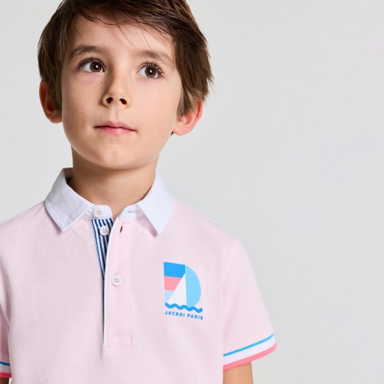 Boys' cotton piqué polo shirt