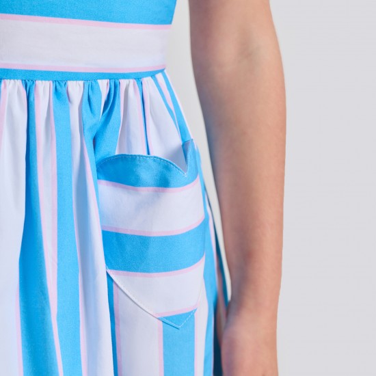 Girls' striped poplin dress
