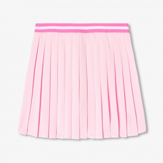 Girls' piqué knit pleated skirt