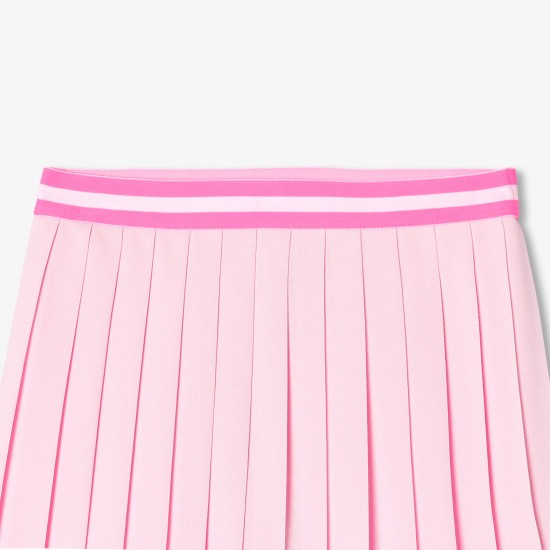 Girls' piqué knit pleated skirt