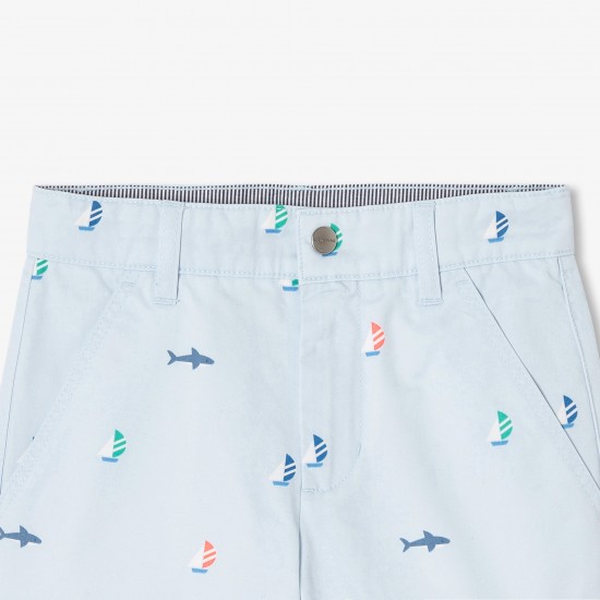 Boys' printed twill Bermuda shorts