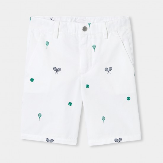 Boys' printed twill Bermuda shorts