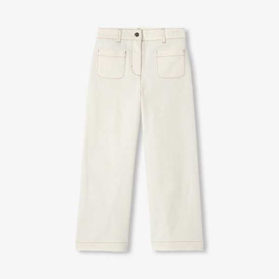 Girls' wide-leg stretch twill pants