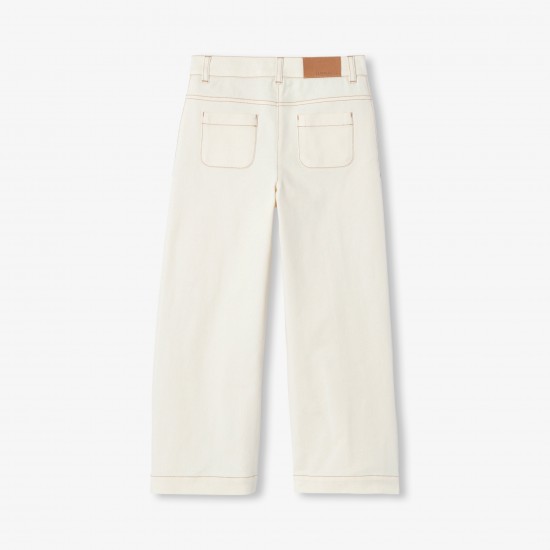 Girls' wide-leg stretch twill pants