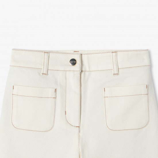 Girls' wide-leg stretch twill pants