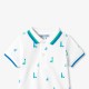 Baby boy polo shirt in printed cotton piqué