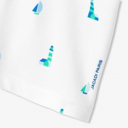 Baby boy polo shirt in printed cotton piqué