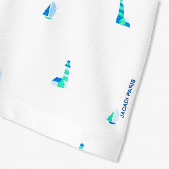 Baby boy polo shirt in printed cotton piqué