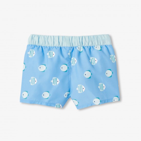 Baby swim shorts with fish pattern