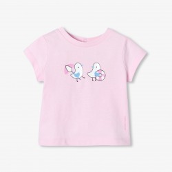 Baby girl short-sleeved cotton T-shirt