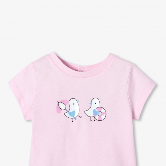 Baby girl short-sleeved cotton T-shirt