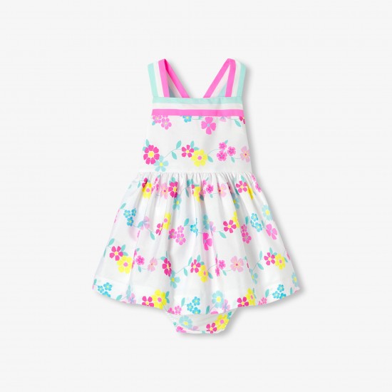 Baby girl dress in cotton with crossover back