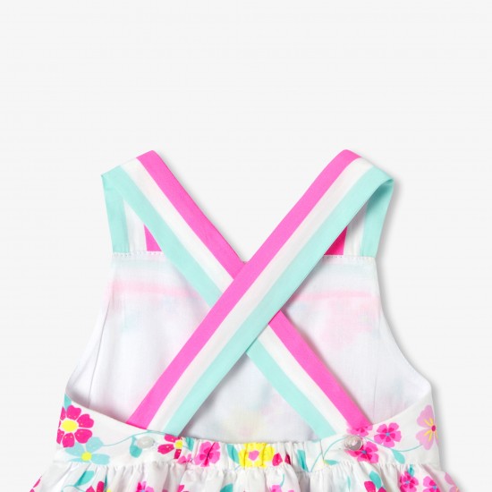 Baby girl dress in cotton with crossover back