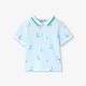Baby boy polo shirt in printed cotton piqué