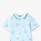 Baby boy polo shirt in printed cotton piqué