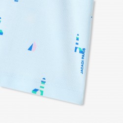 Baby boy polo shirt in printed cotton piqué