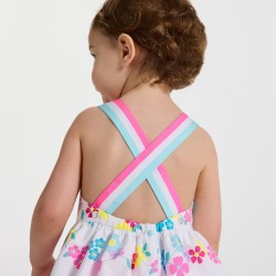 Baby girl dress in cotton with crossover back