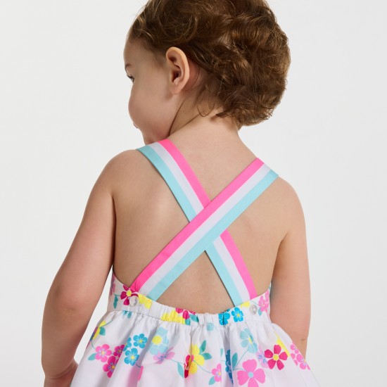 Baby girl dress in cotton with crossover back