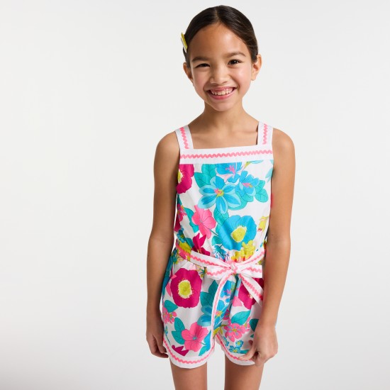Girl floral poplin jumpsuit 