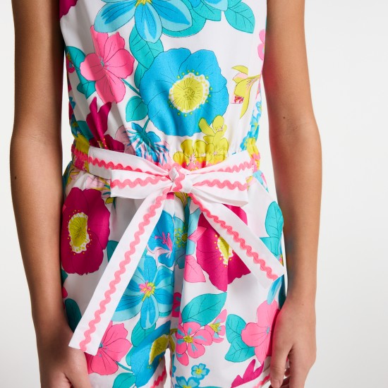 Girl floral poplin jumpsuit 