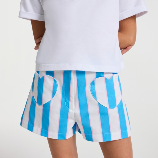 Girl striped twill shorts