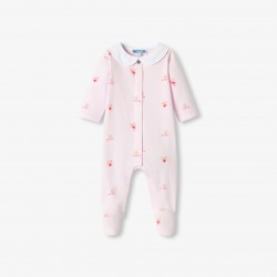 Baby girl fleece pajamas with cat and heart motifs