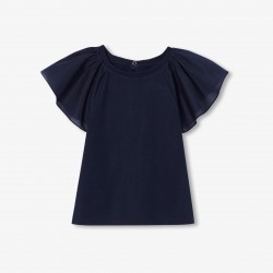 Girl ruffled sleeve T-shirt