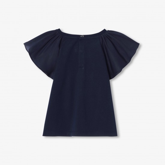 Girl ruffled sleeve T-shirt
