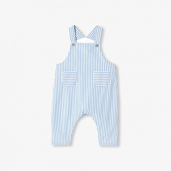 Baby boy striped poplin overalls