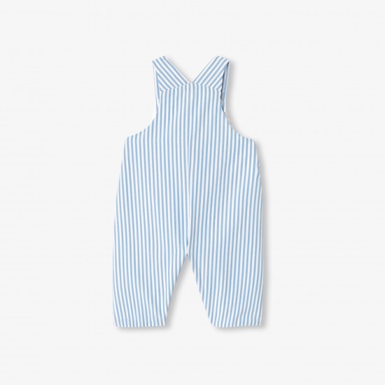 Baby boy striped poplin overalls