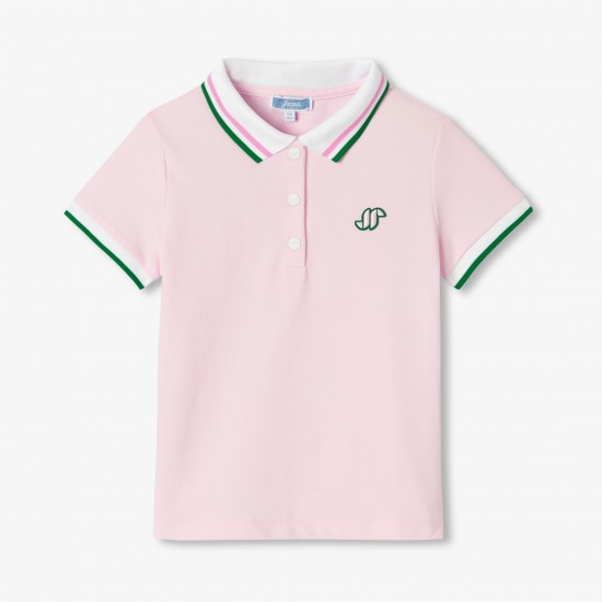 Girl short-sleeved cotton piqué polo shirt