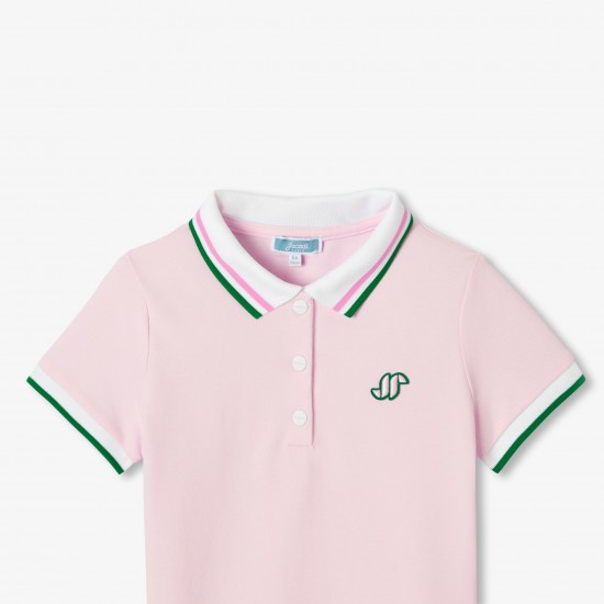 Girl short-sleeved cotton piqué polo shirt