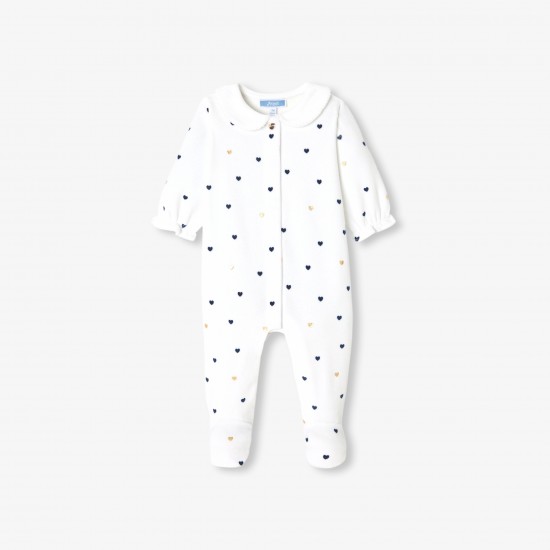 Baby girl velvet pajamas with Peter Pan collar