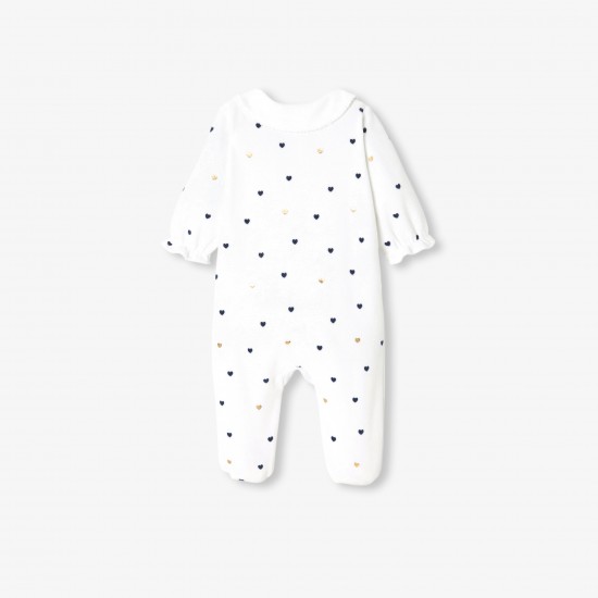 Baby girl velvet pajamas with Peter Pan collar
