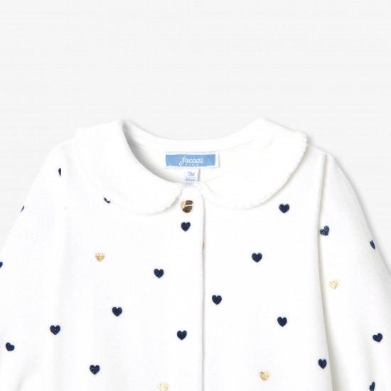 Baby girl velvet pajamas with Peter Pan collar