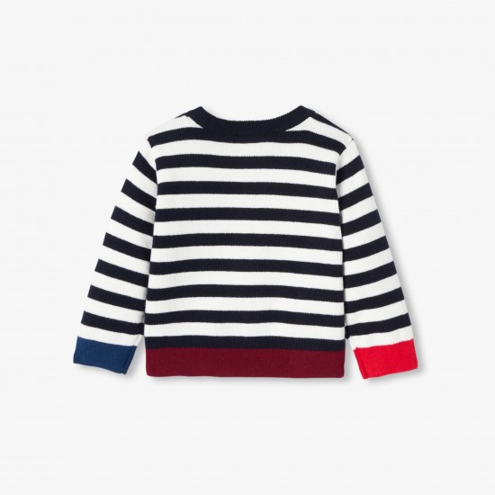 Baby striped cotton and wool jumper