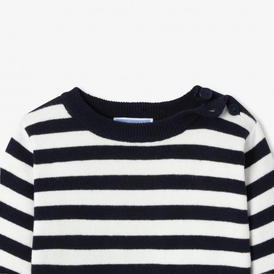 Baby striped cotton and wool jumper