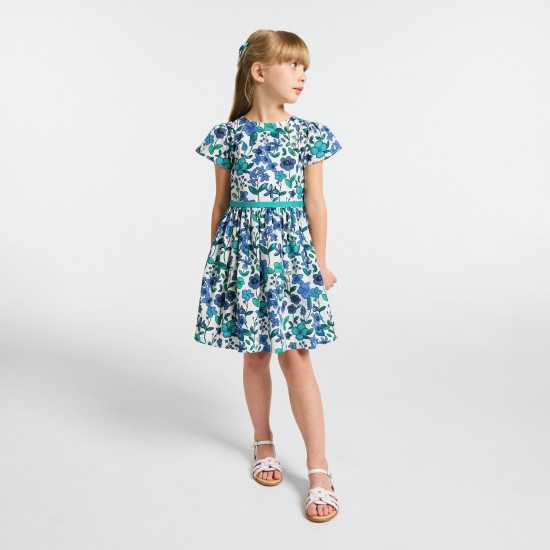 Girl floral print poplin dress