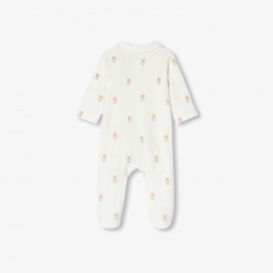 Baby velvet pajamas with bear motif