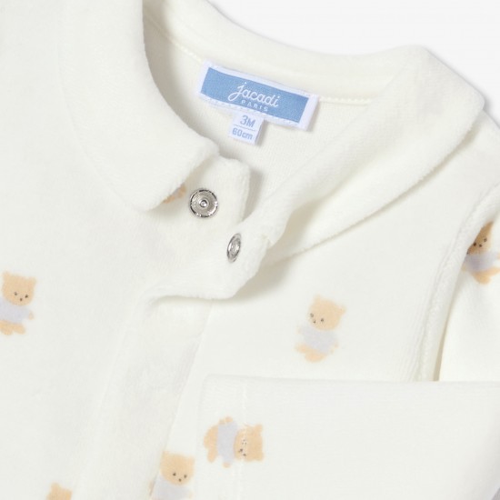 Baby velvet pajamas with bear motif