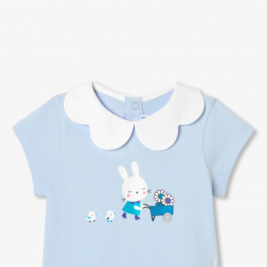 Baby girl scalloped collar T-shirt