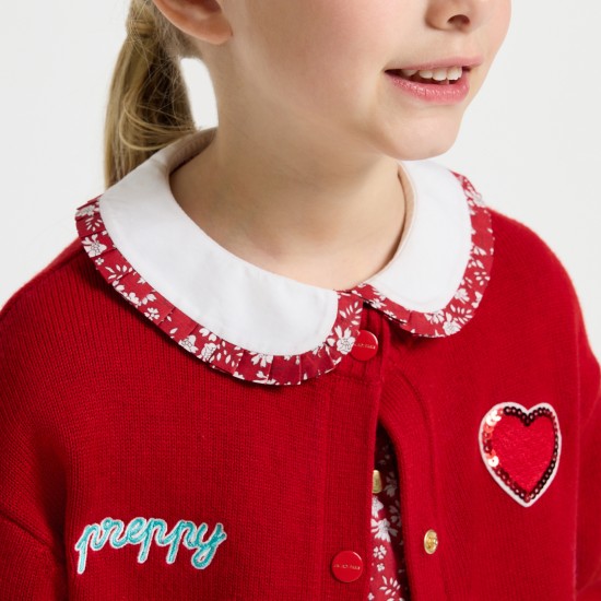 Girl wool blend Varsity cardigan