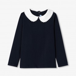 Girl long-sleeved t-shirt with collar