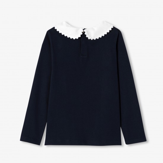 Girl long-sleeved t-shirt with collar