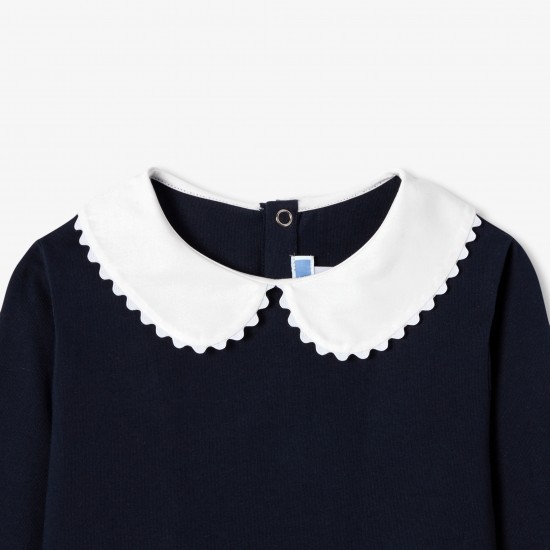 Girl long-sleeved t-shirt with collar